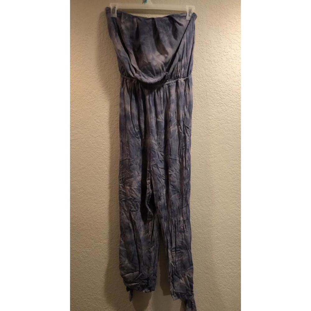 Free People Jumpsuit Women’s L Just Float Blue/Grey Tie Dye Strapless One Piece